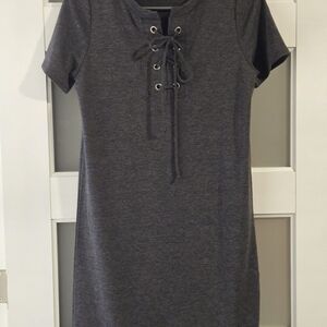 Ginger G Dark Gray Lace-Up Mini Dress